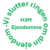 H3M ejendomme Logo med text " Vi slutter ringen om din ejendom"