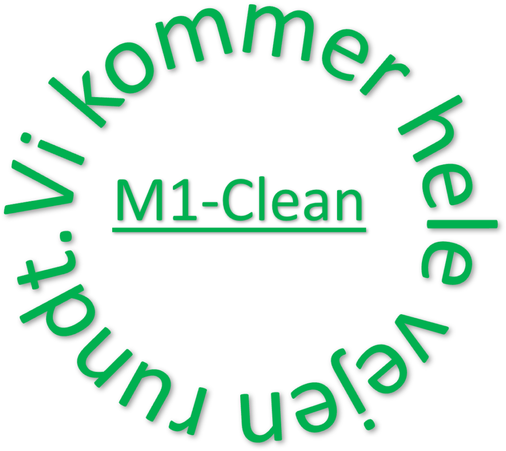 M1-Clean Logo med text " Vi kommer hele vejen rundt"