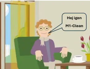 Ældre dame der siger "Hej igen M1-Clean" om tryg rengøring